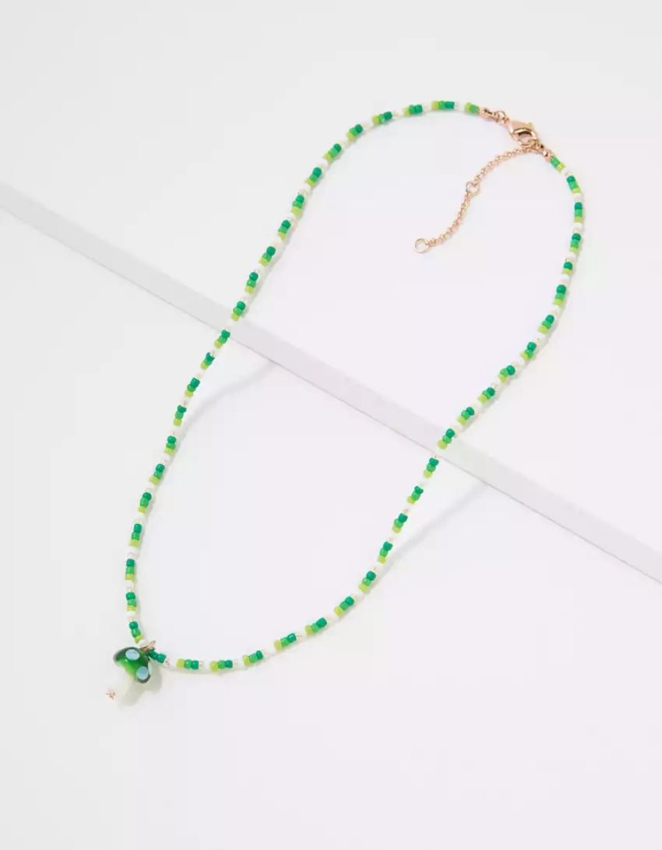 Bijoux American Eagle AEO Green Mushroom Necklace Vert Femme | HJT-23392632